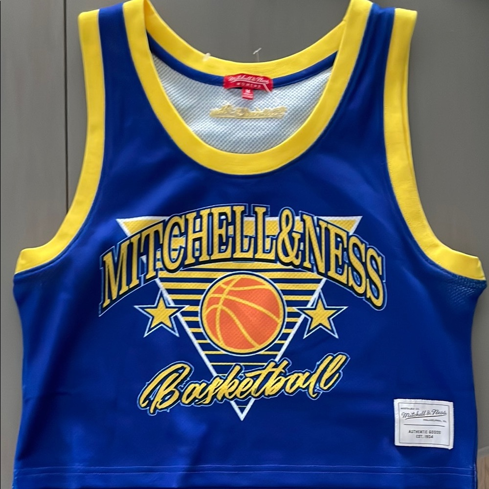 Mitchell & Ness Women's - Blue and Yellow Basketball Tank Top - 1904